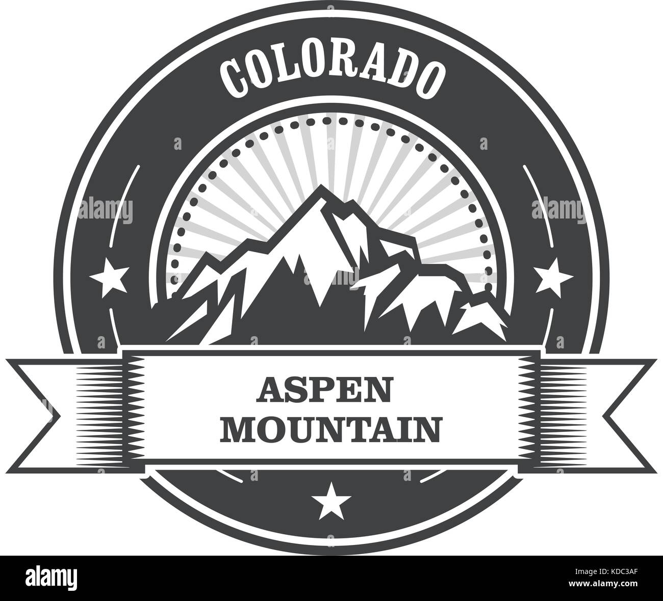 Aspen Colorado - picco di montagna timbro rotondo Illustrazione Vettoriale