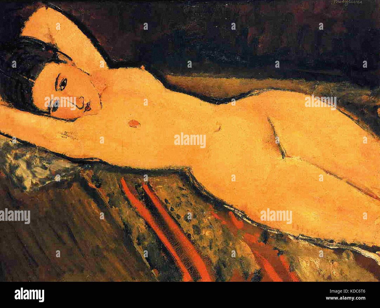 Nu avec les bras repliés sous sa tête couché Modigliani Amedeo 1916 Foto Stock