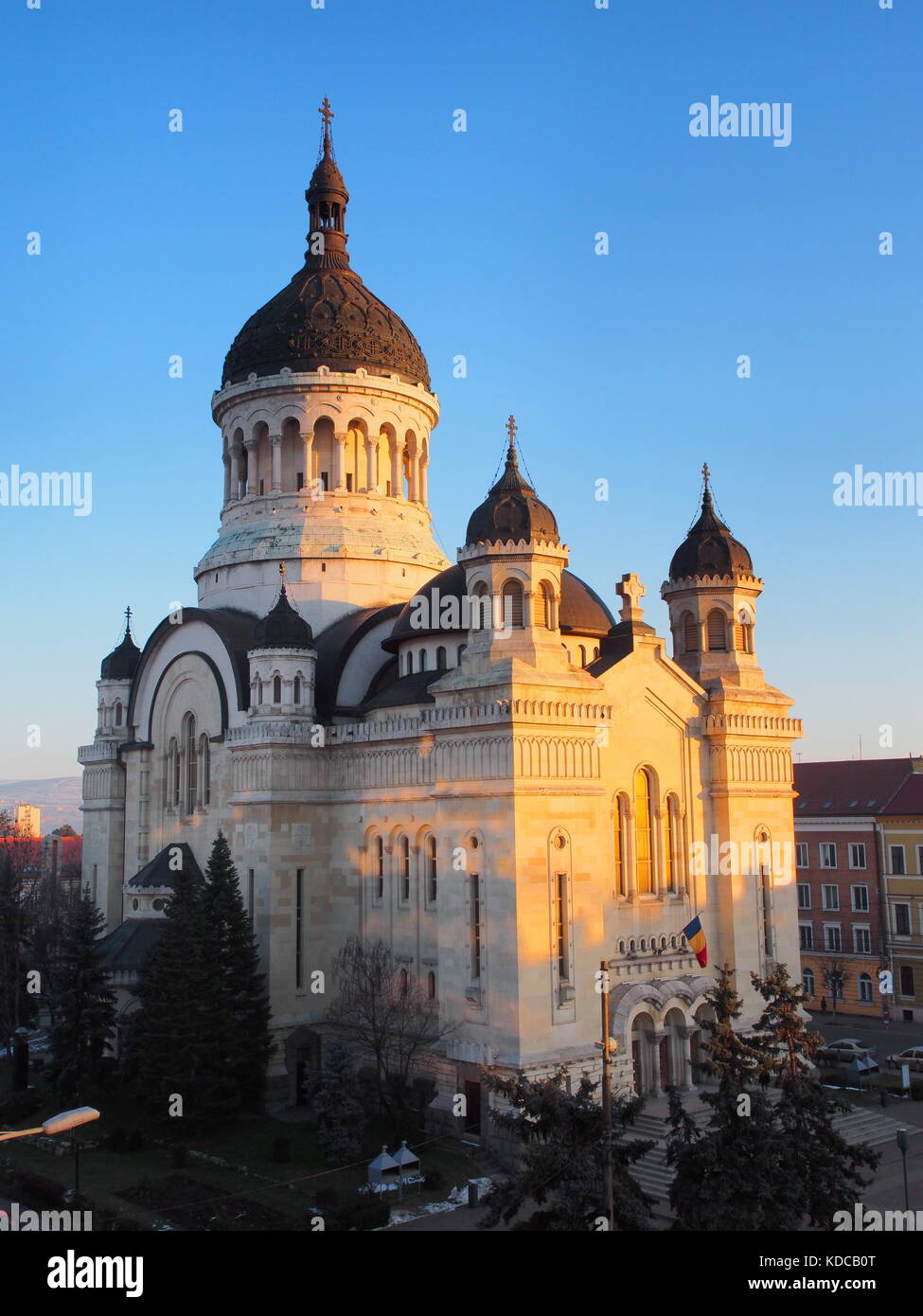 Cattedrale di assunzione a Cluj all'alba, Romania Foto Stock