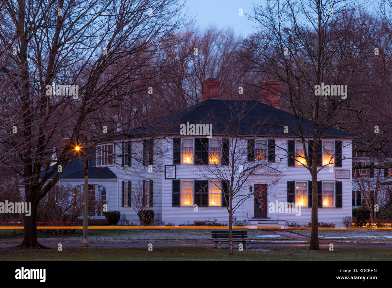 Harrington casa accanto alla Lexington Green dove morì combattendo il britannico nella prima battaglia per l'indipendenza, Lexington, Massachusetts, STATI UNITI D'AMERICA Foto Stock