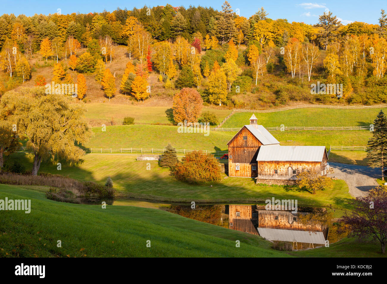 In autunno, la caduta delle foglie e Sleepy Hollow Agriturismo vicino a Woodstock Vermont, USA Foto Stock
