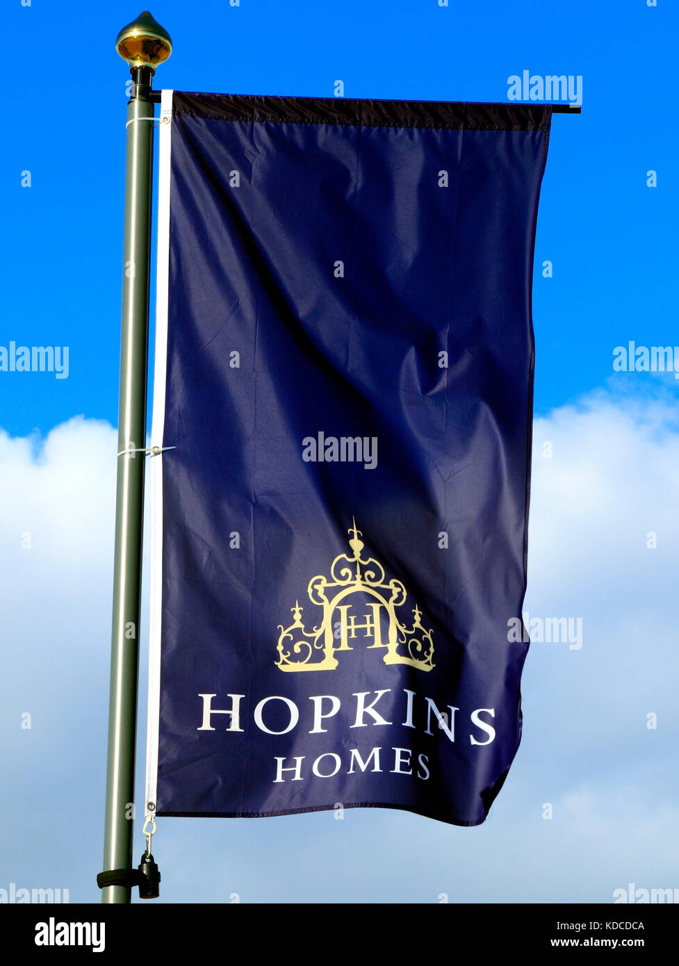 Hopkins Case, gli sviluppatori di alloggiamento,costruttori, sito di costruzione, sito, nuovo alloggiamento, segno, logo, banner, Heacham, Norfolk, Regno Unito Foto Stock