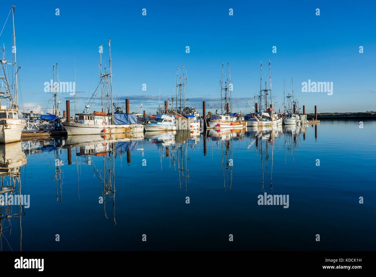 Barche da pesca, villaggio di Steveston, Richmond, British Columbia, Canada. Foto Stock