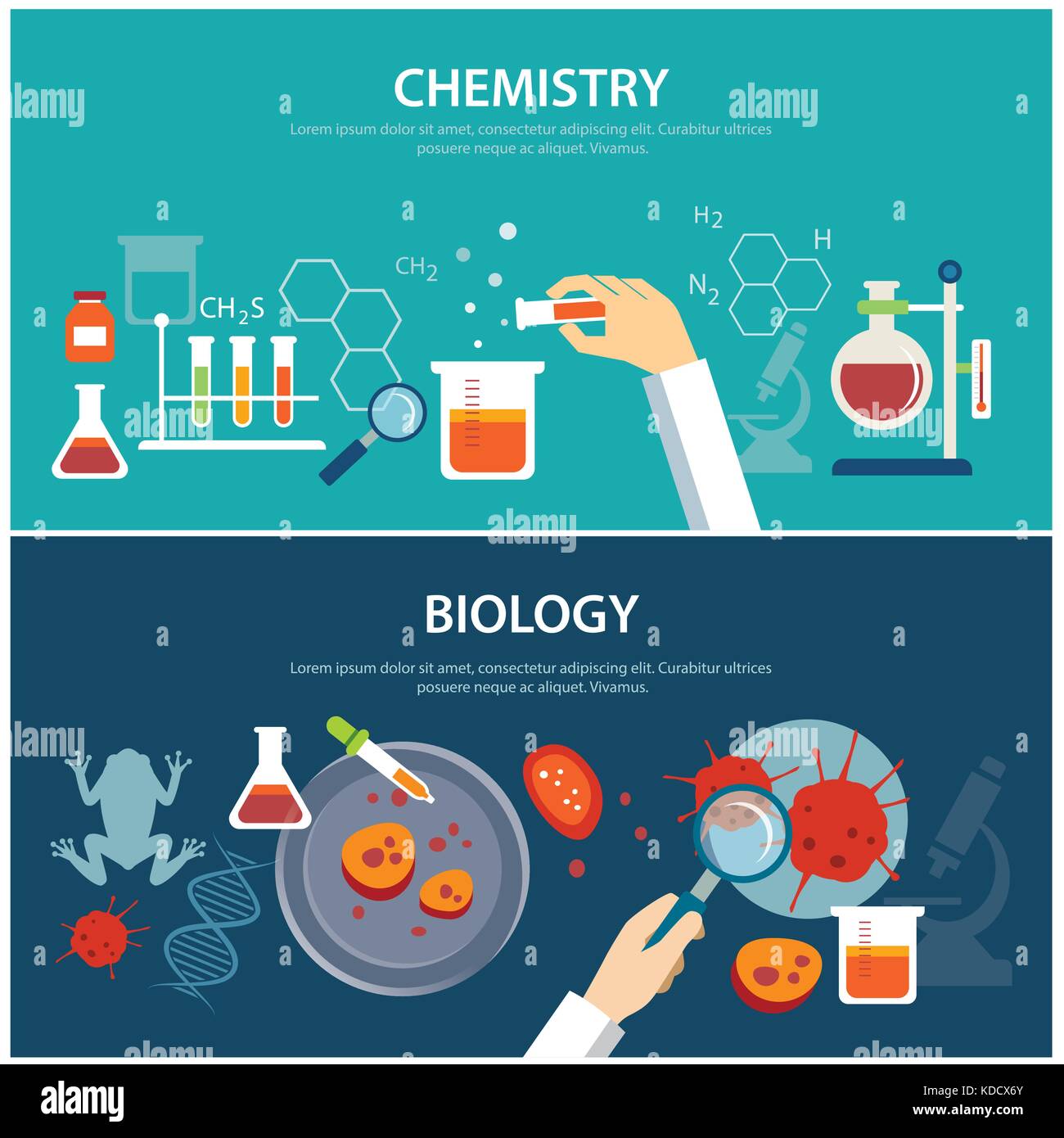 La chimica e la biologia il concetto di istruzione Illustrazione Vettoriale