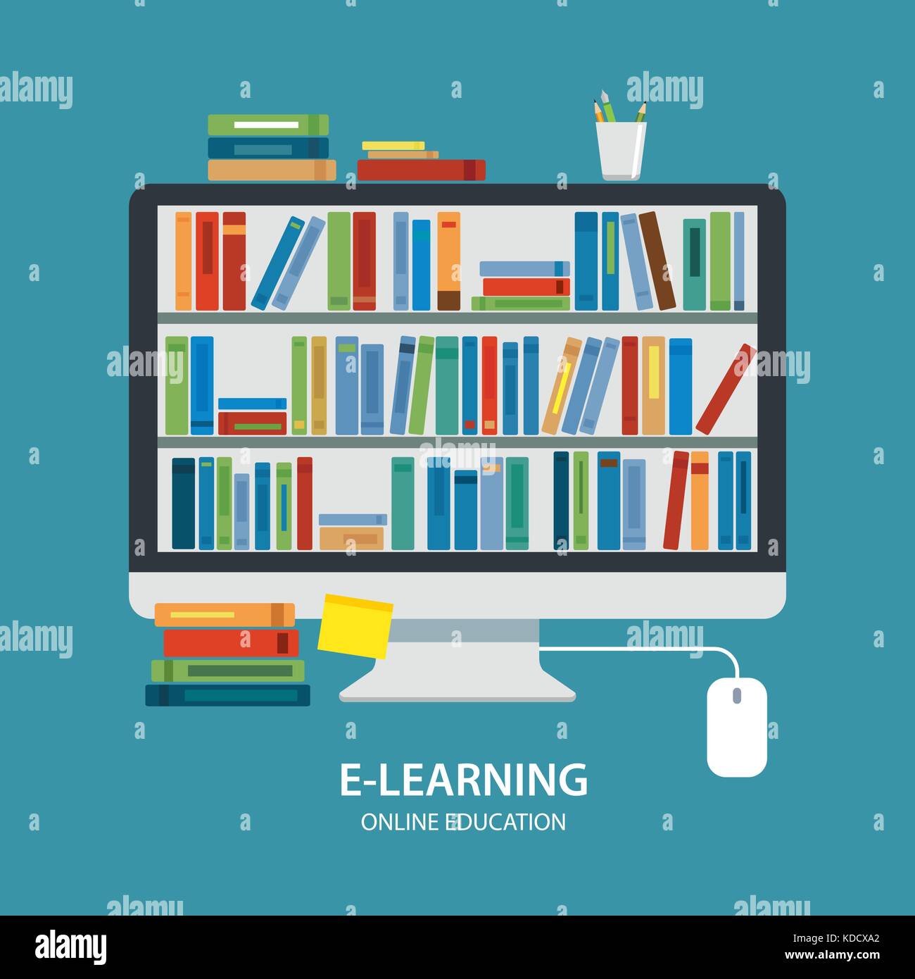Libreria online istruzione concept design piatto Immagine e Vettoriale -  Alamy