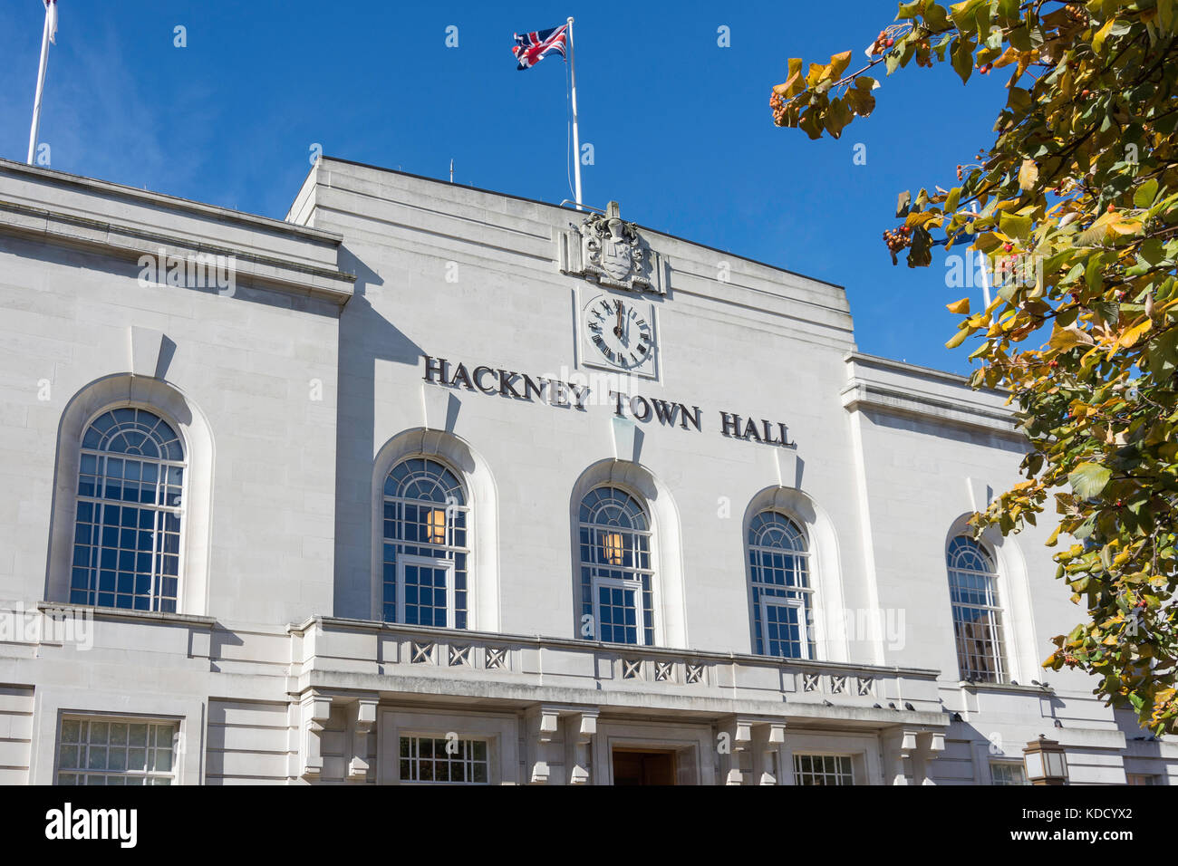 Hackney Town Hall, Mare Street, Hackney Central London Borough of Hackney, Greater London, England, Regno Unito Foto Stock