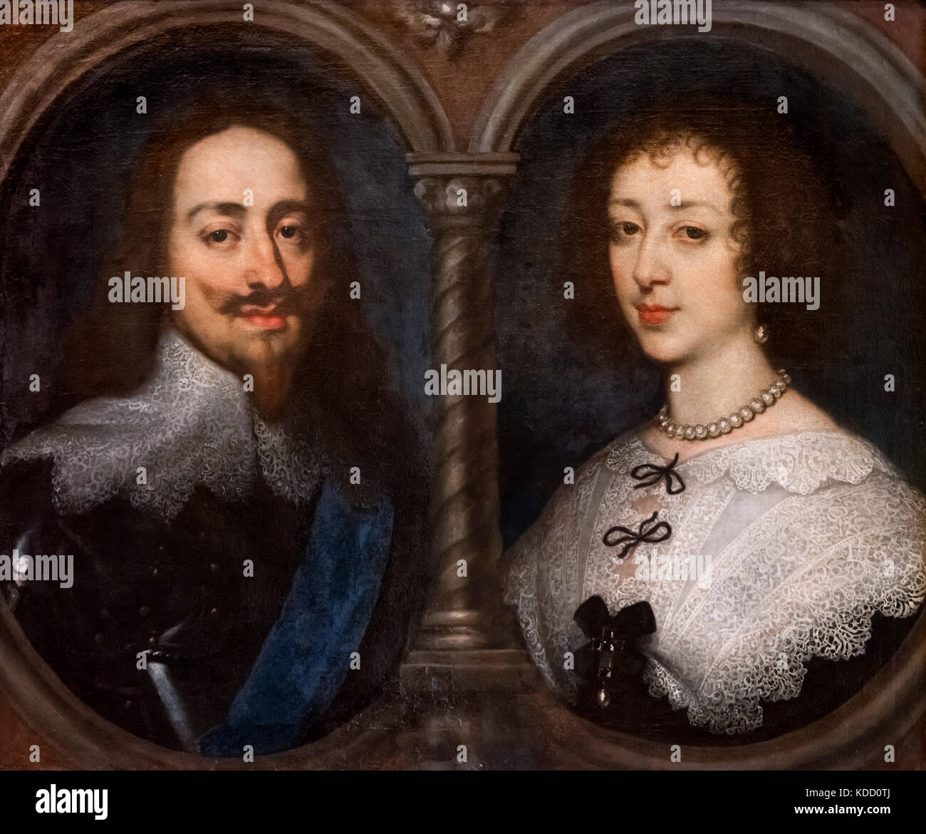 Carlo I e Henrietta Maria. Ritratto di Re Carlo I di Inghilterra e sua moglie regina Henrietta Maria, da Anthony Van Dyck Foto Stock