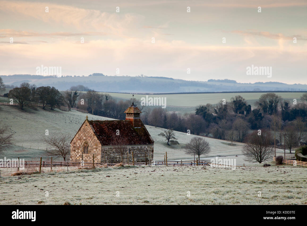 St. martin del XIII secolo la chiesa a fifield bavant nel Wiltshire. Foto Stock