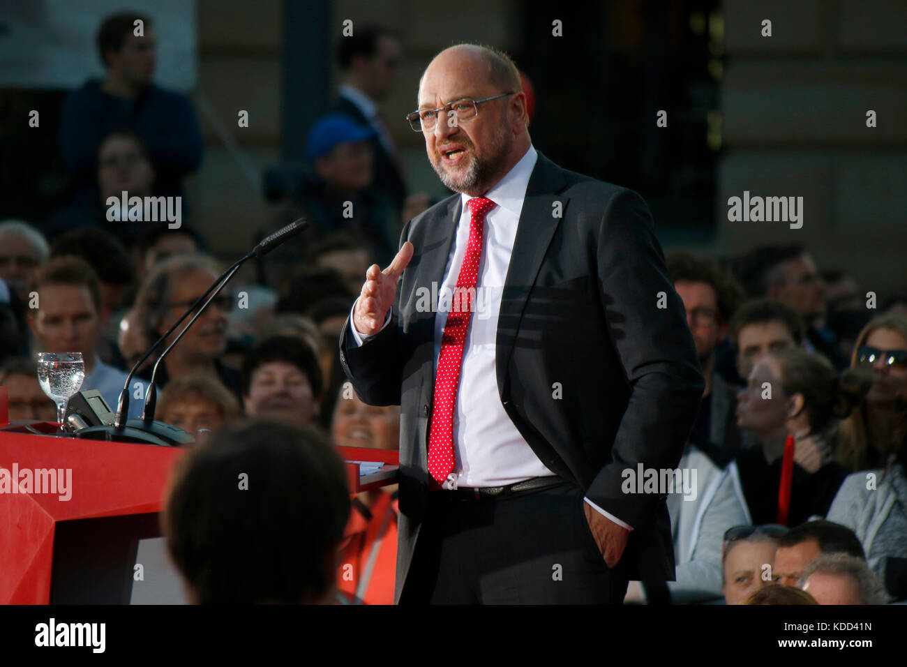 Martin Schulz - wahlkampfauftritt des kanzlerkandidaten der spd, Gendarmenmarkt, 12. settembre 2017, Berlino. Foto Stock