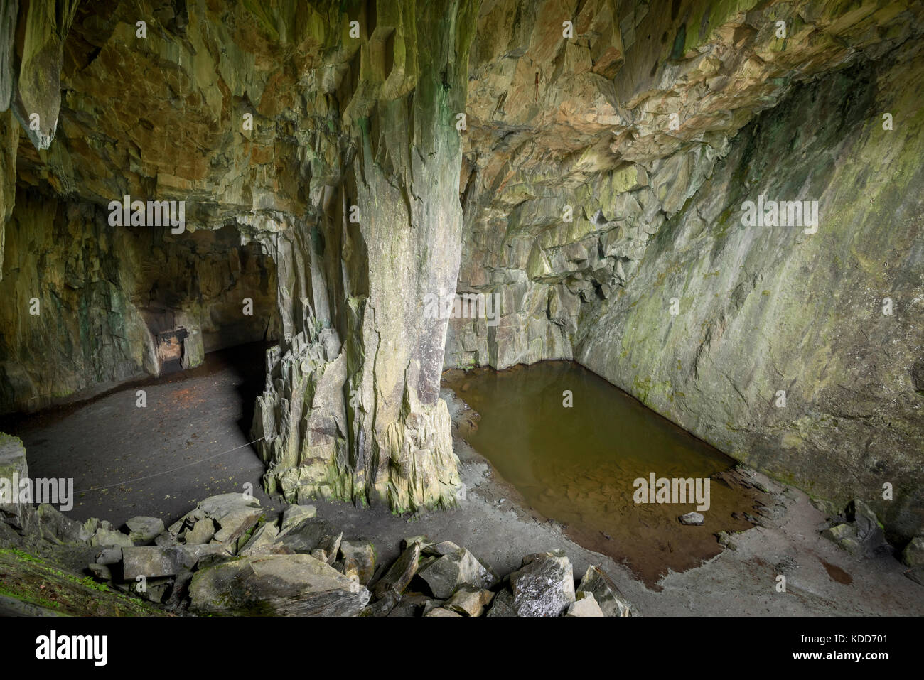 Grotta della cattedrale, Cattedrale cava, poco Langdale, Lake District, Cumbria Foto Stock