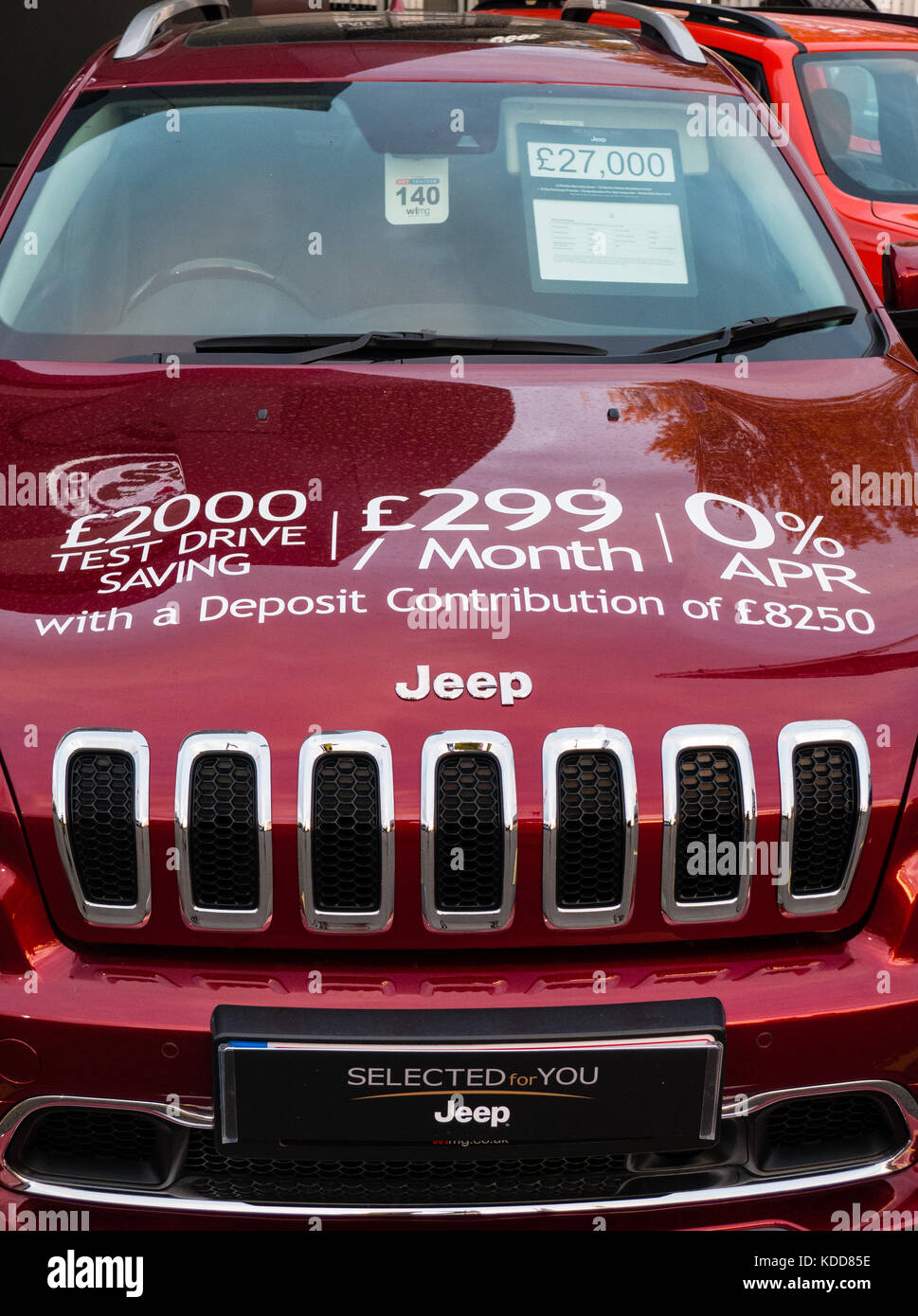 Auto jeep showroom, Reading, Berkshire, Inghilterra Foto Stock