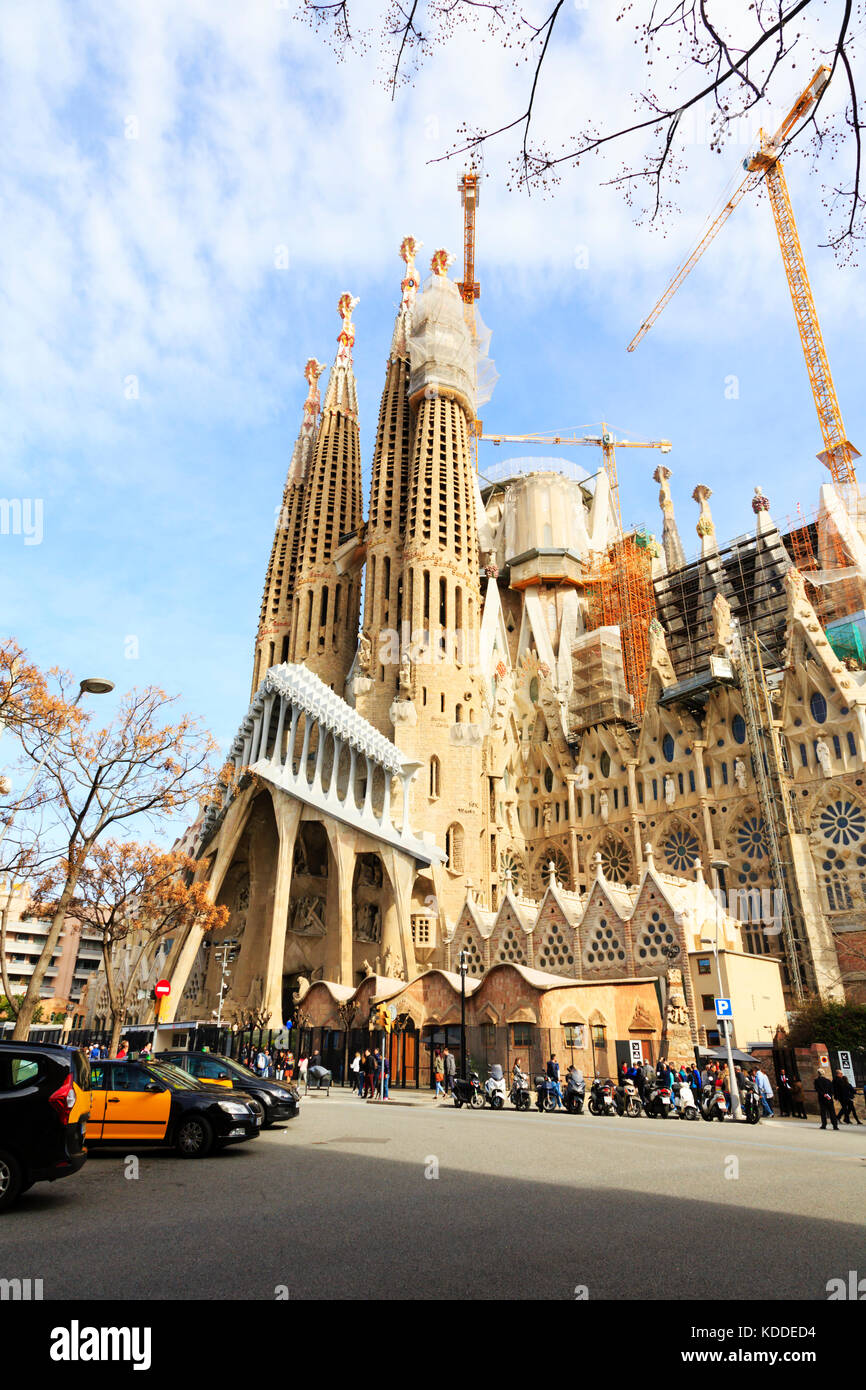Dettaglio di Antoni Gaudì La Sagrada Familia durante la costruzione. Barcellona, Catalunya, Spagna Foto Stock