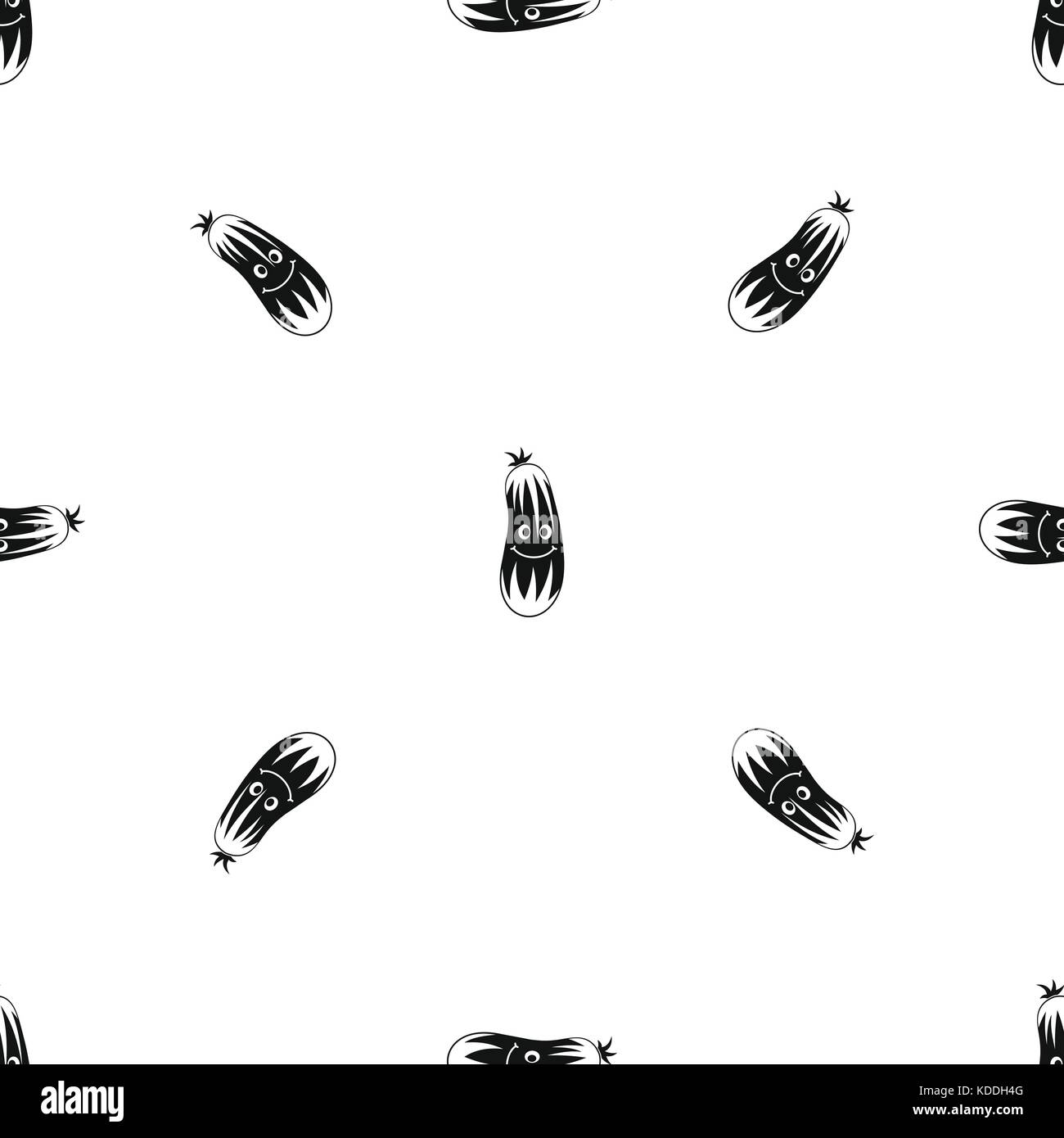 Fresco cetriolo sorridente modello nero senza giunture Illustrazione Vettoriale