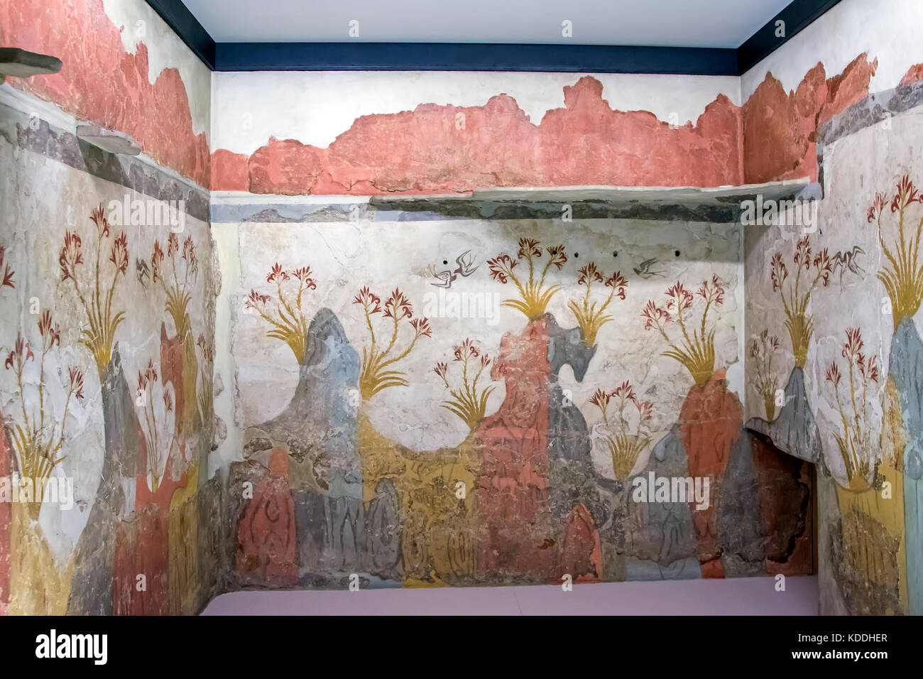 Camera con affreschi di Akrotiri in Atene Museo Archeologico Nazionale Foto Stock