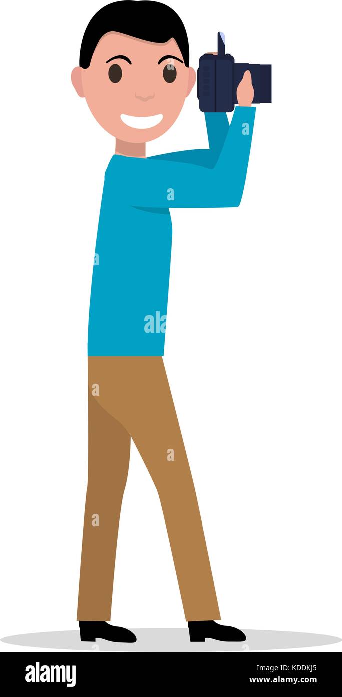 Illustrazione Vettoriale cartoon uomo con fotocamera foto Illustrazione Vettoriale