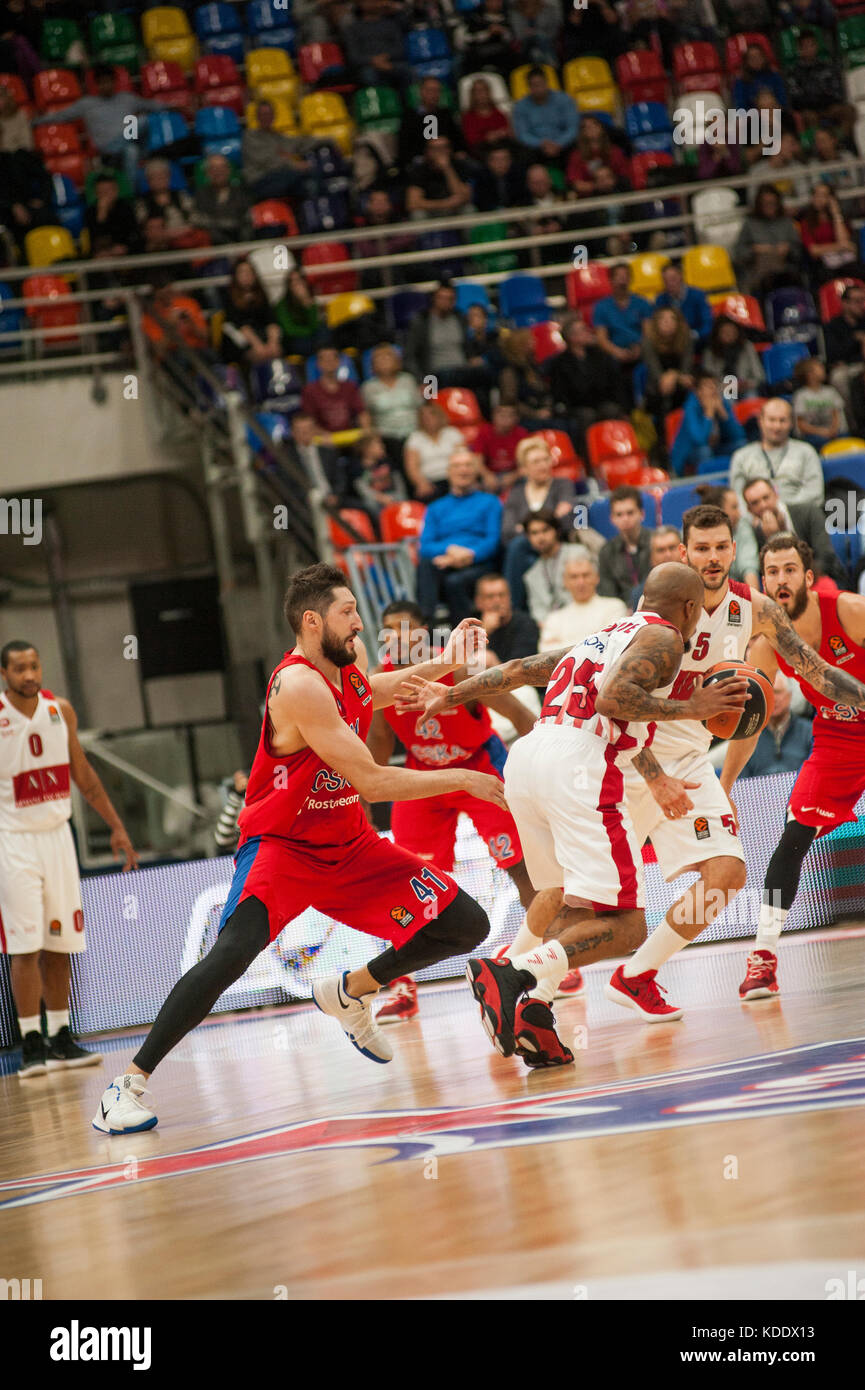 Mosca, Russia. Xii ottobre, 2017. Il CSKA Mosca-EA7milano, Eurolega di basket, sete round, megasport arena, Mosca, Russia credito: Konstantin zismanov/alamy live news Foto Stock