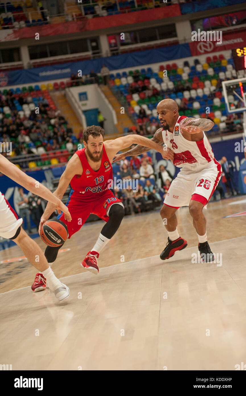 Mosca, Russia. 12 ottobre 2017. CSKA Moscow-EA7Milan, Basketball Euroleague, Thirst round, Megasport Arena, Mosca, Russia credito: Konstantin Zismanov/Alamy Live News Foto Stock