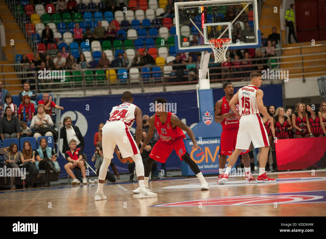 Mosca, Russia. 12 ottobre 2017. CSKA Moscow-EA7Milan, Basketball Euroleague, Thirst round, Megasport Arena, Mosca, Russia credito: Konstantin Zismanov/Alamy Live News Foto Stock