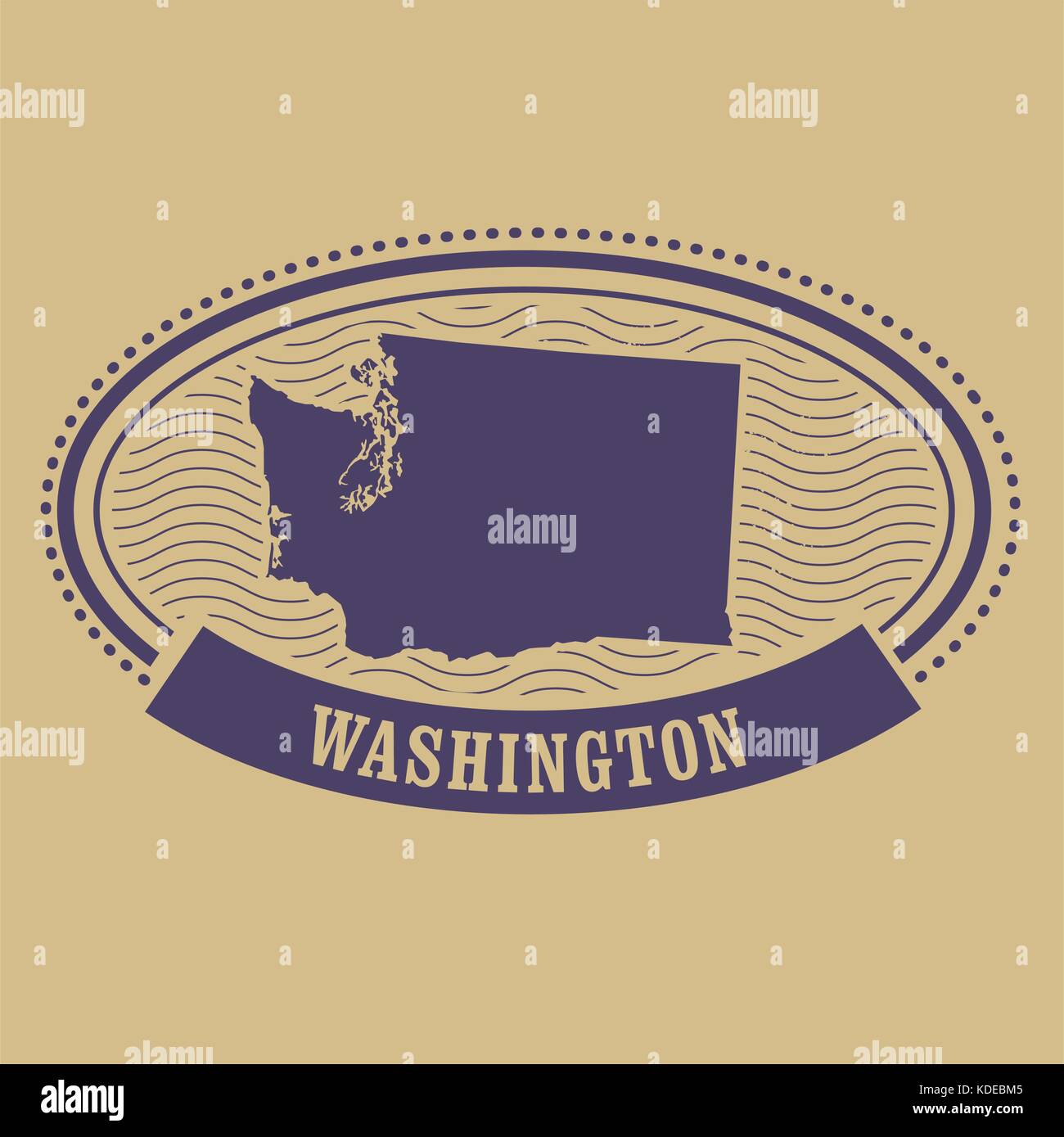 Mappa Washington silhouette - timbro ovale Illustrazione Vettoriale