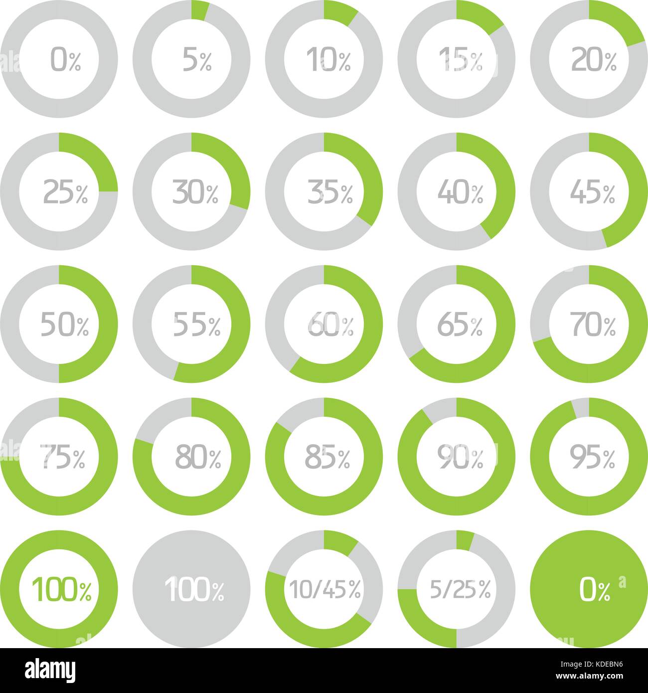 Round infografico e elementi grafici a torta con percentuali Illustrazione Vettoriale