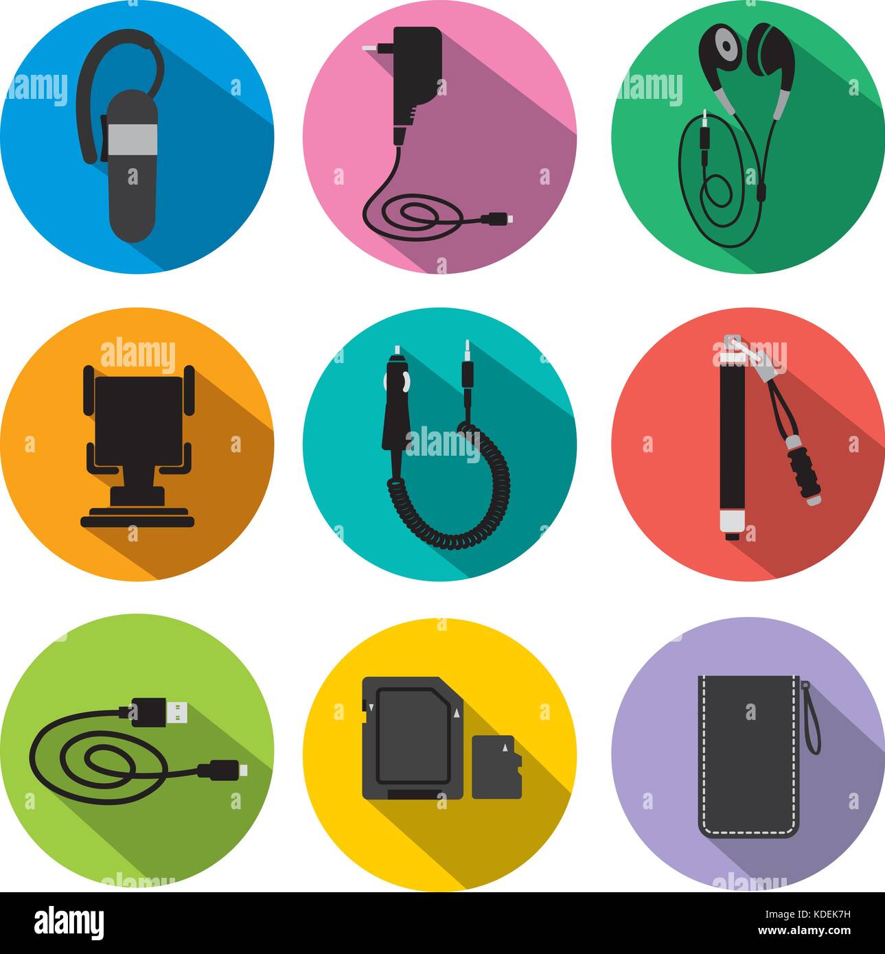 Illustrazione dell'icona impostare il mobile accessori per il telefono  Immagine e Vettoriale - Alamy