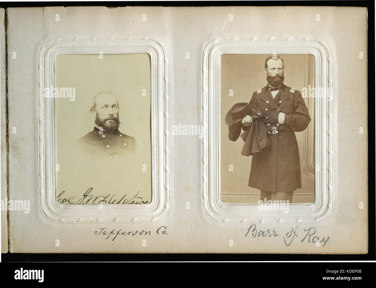 Missouri Convenzione costituzionale del 1865 pagina Album con Lt. Col. John W. Fletcher e il tenente Col. Andrew J. Barr Foto Stock