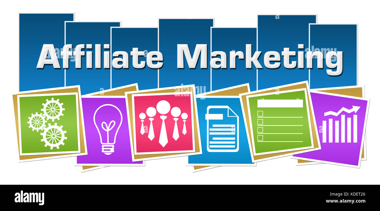 Affiliate marketing business simboli quadrati colorati strisce Foto Stock