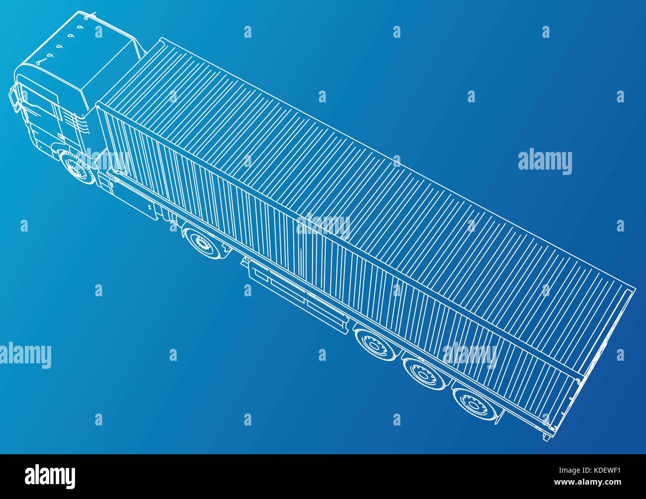 Camion con rimorchio. disegno astratto tastatura illustrazione di 3d. Illustrazione Vettoriale