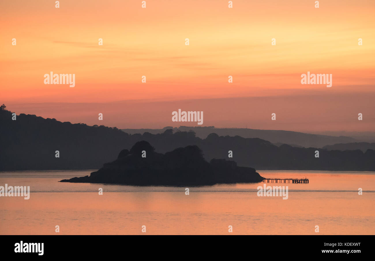 Drake's island Plymouth Regno unito al tramonto Foto Stock