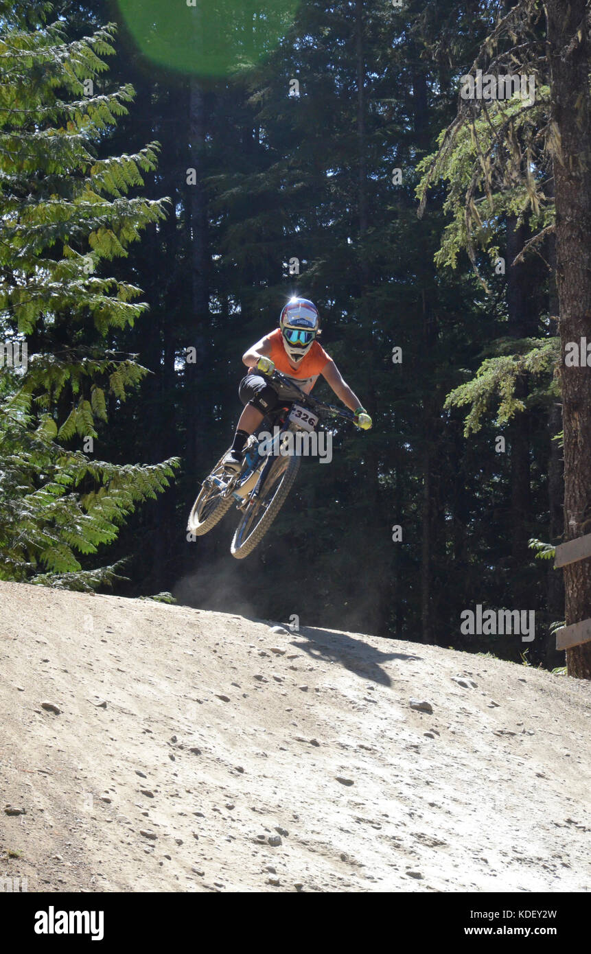 Aria di Fox in discesa - crankworx whistler 2017 Foto Stock