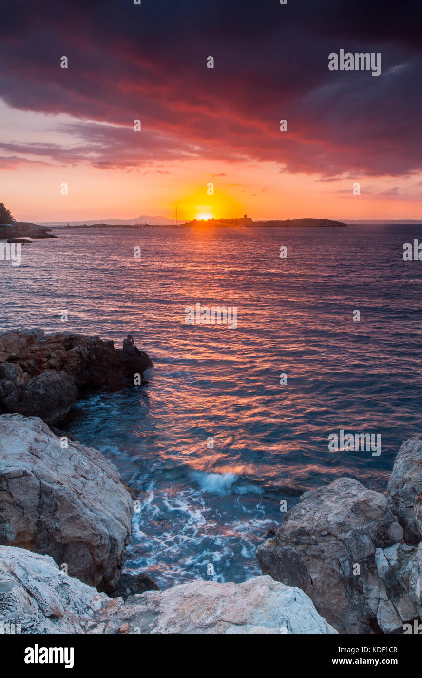 Alba a Portals Nous, Maiorca, Isole Baleari, Spagna Foto Stock