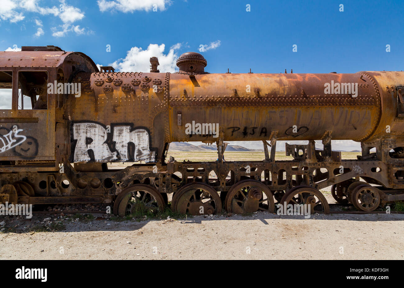 Il cimitero di treno, Bolivia Foto Stock