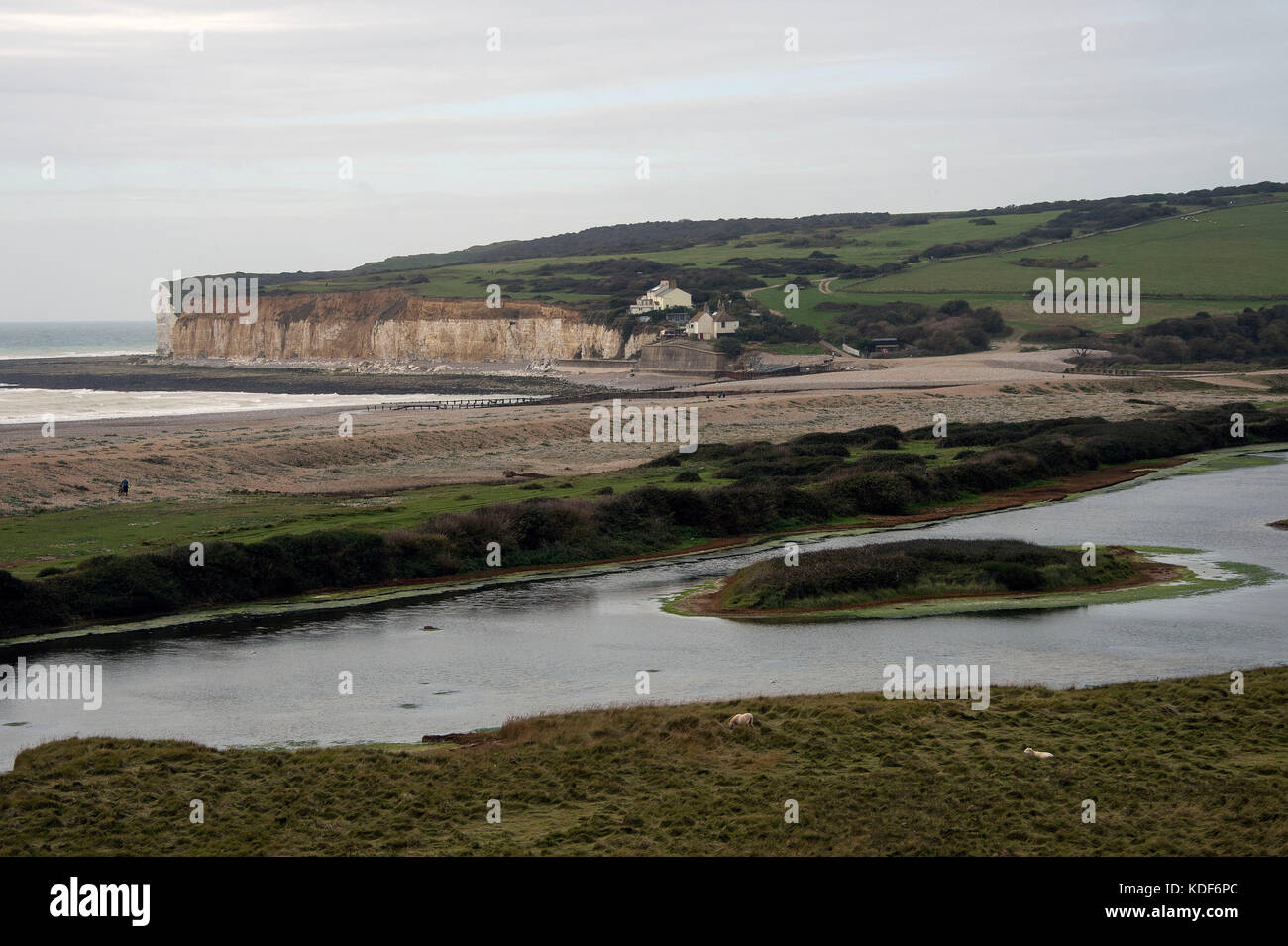 Sette sorelle Country Park si trova a exceat in east sussex tra eastbourne e seaford.comprising delle sette sorelle scogliere dopo che l'ar Foto Stock