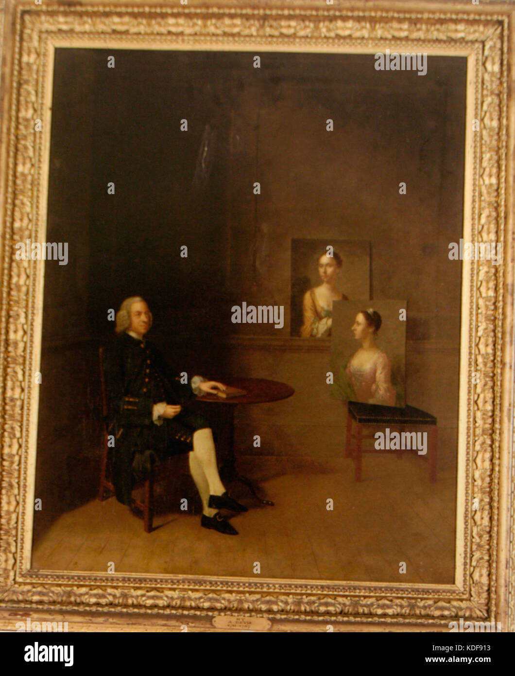 Ritratto di un uomo di bissare o associati, familiari e due donne, da Arthur Devis (1712 87) (in Maratta frame) Foto Stock