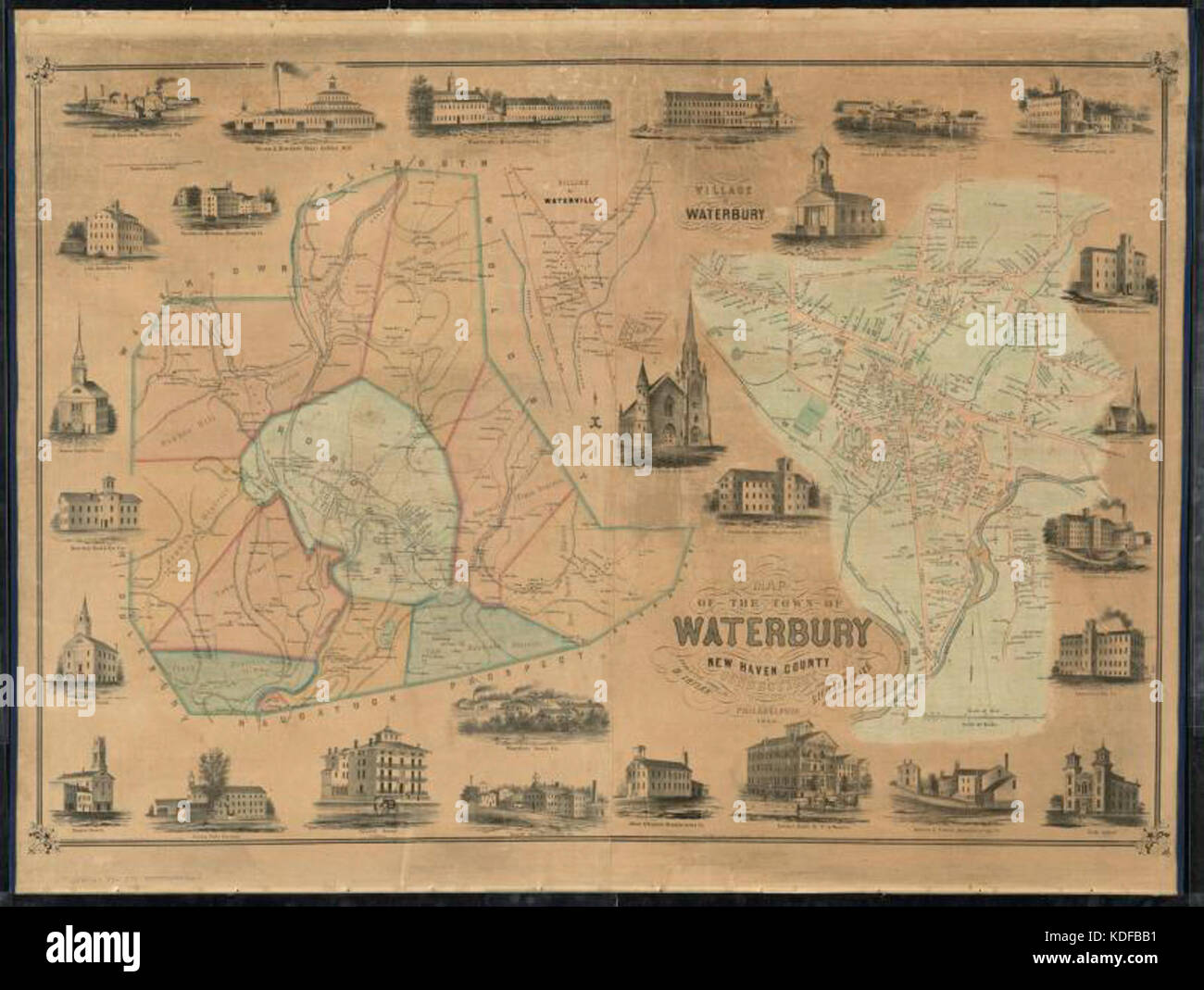 Mappa della città di Waterbury, New Haven County, Connecticut (10212587903) Foto Stock