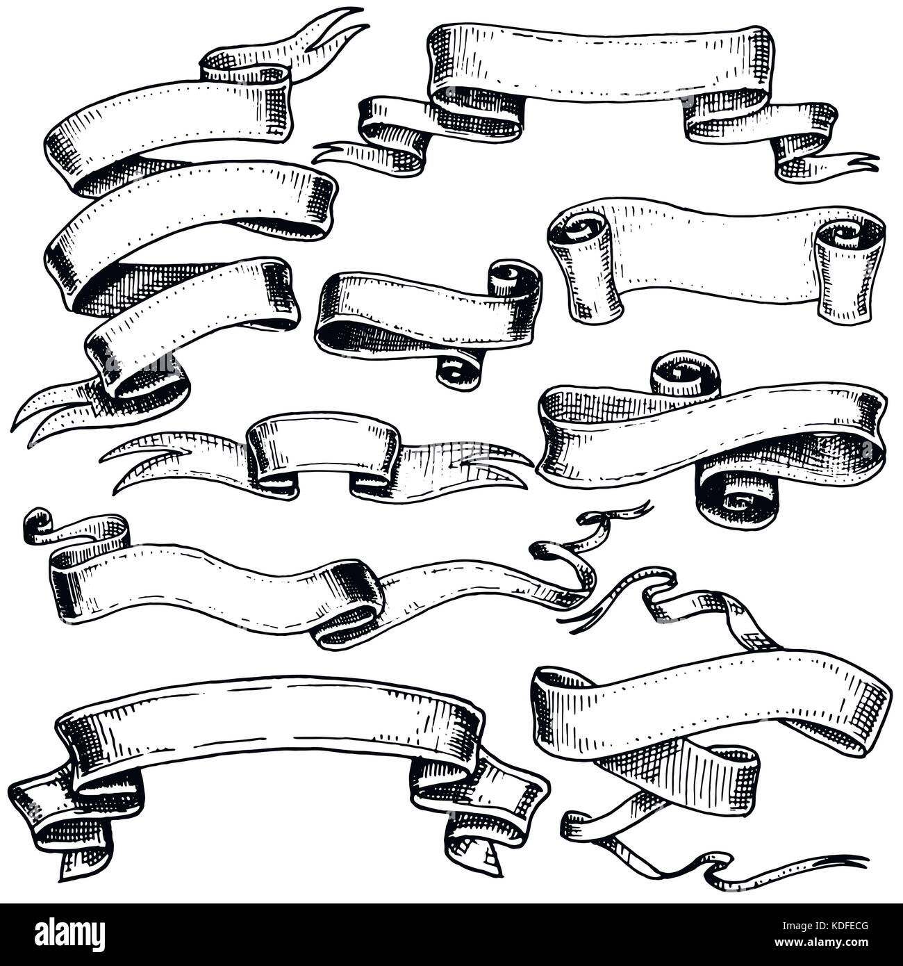 Vintage disegnato a mano bandiera a nastro o elemento di intestazione per prenotare o di altri vecchi cercando design. inciso parte calligrafico per il vostro segno Illustrazione Vettoriale