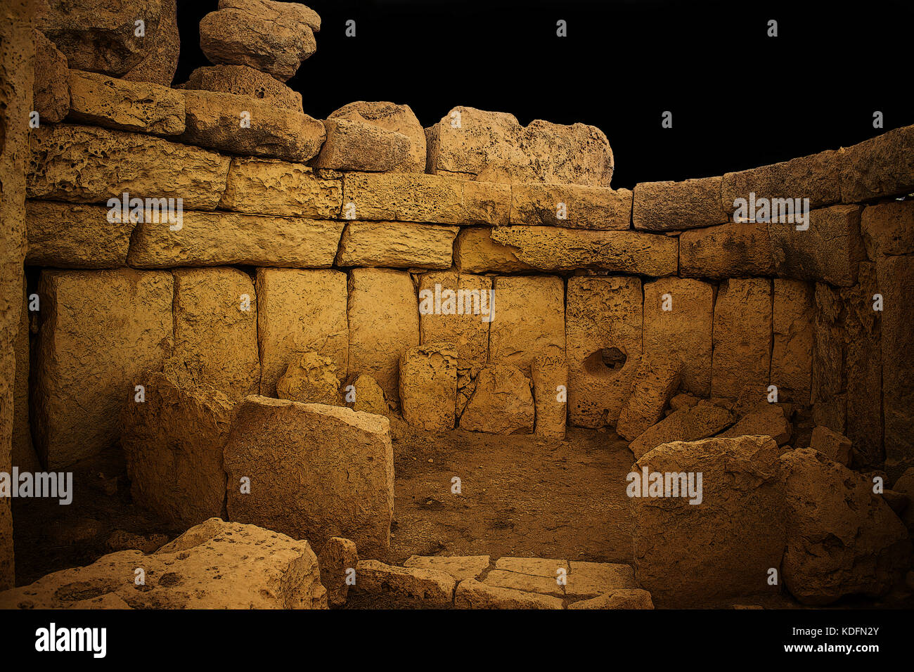 Architettura megalitico di Hagar Qim, malta Foto Stock