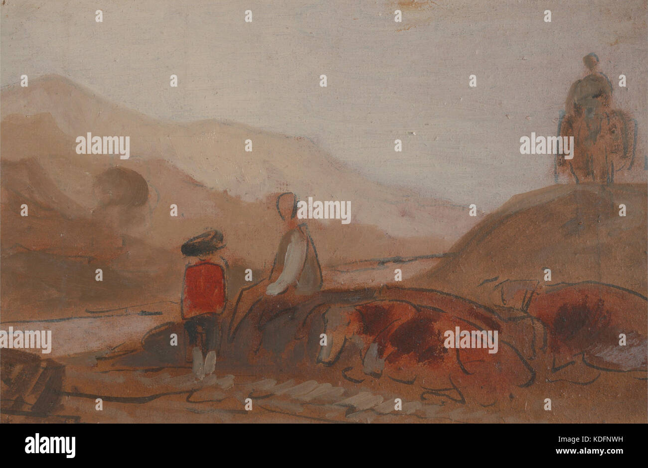 Paesaggio di montagna con le Figure da un lago Google Art Project Foto Stock