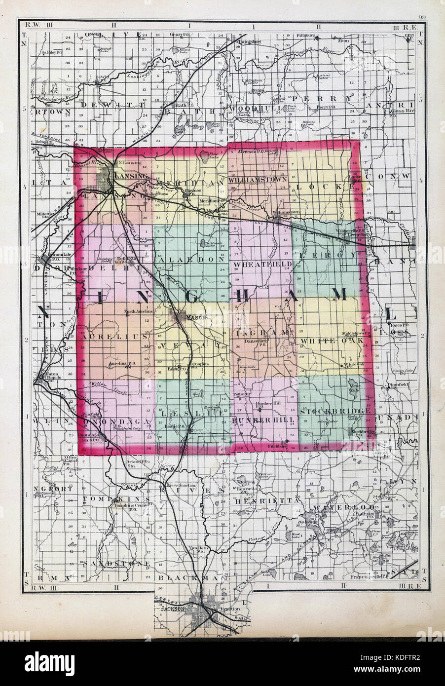 La contea di Ingham, situata nello stato del Michigan, è nota per le sue diverse comunità, il suo significato storico e il suo ruolo nello sviluppo dello stato. È sede della città di Lansing, capitale del Michigan, e svolge un ruolo importante nella governance e nella cultura dello stato. Foto Stock