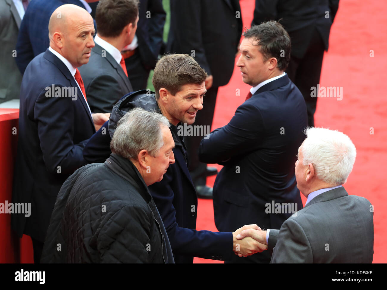 Liverpool sotto il 18 manager Steven Gerrard durante un evento di apertura ad Anfield, Liverpool. Foto Stock