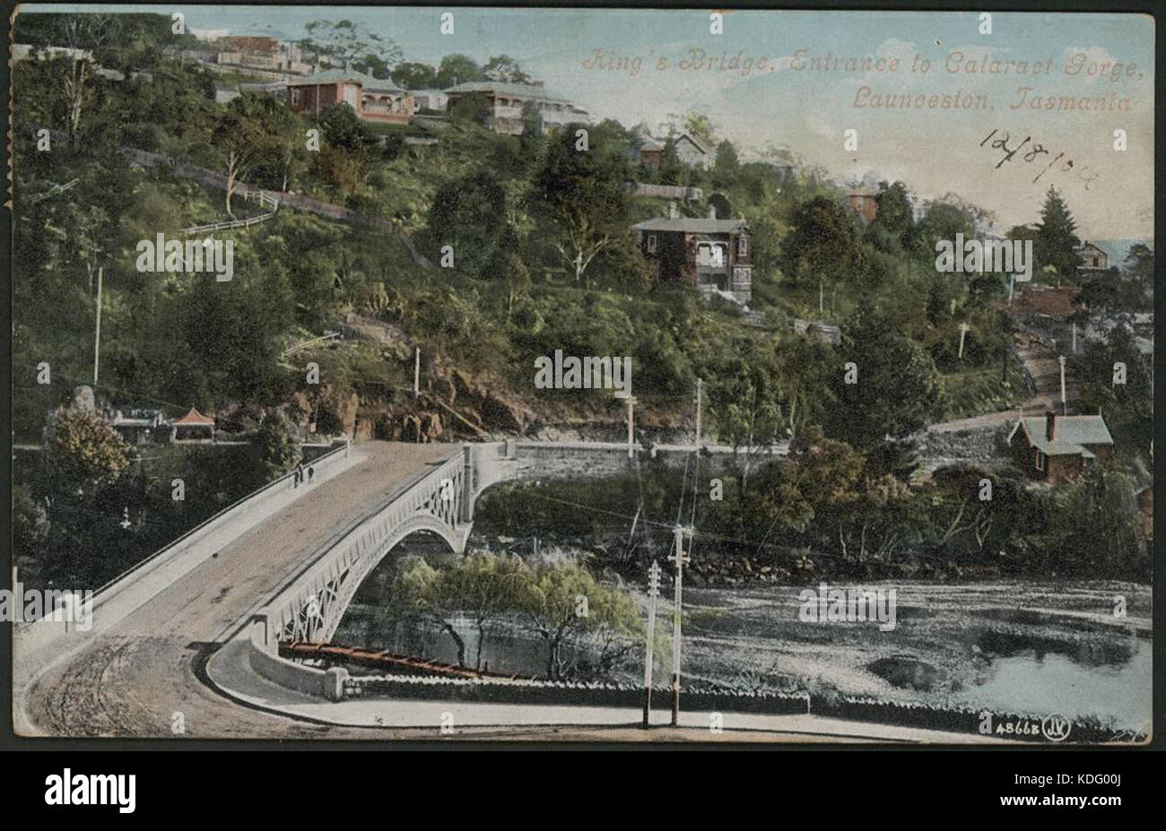 Cartolina, King's Bridge, Launceston, Tasmania, 1906 Foto Stock