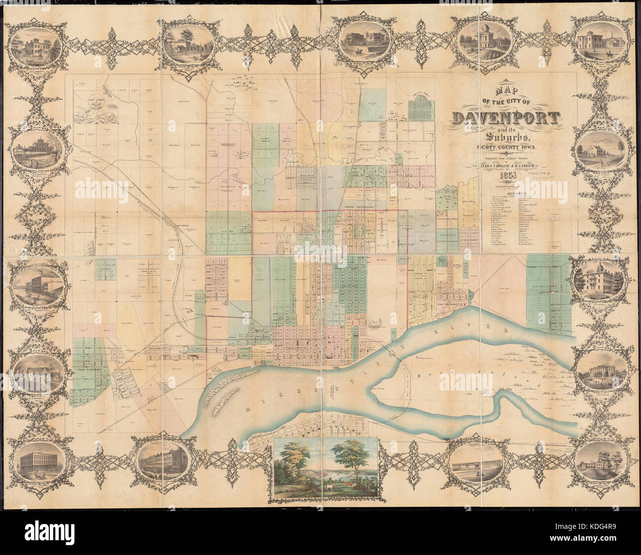 Mappa della città di Davenport e i suoi sobborghi, Scott County, Iowa (13980630312) Foto Stock