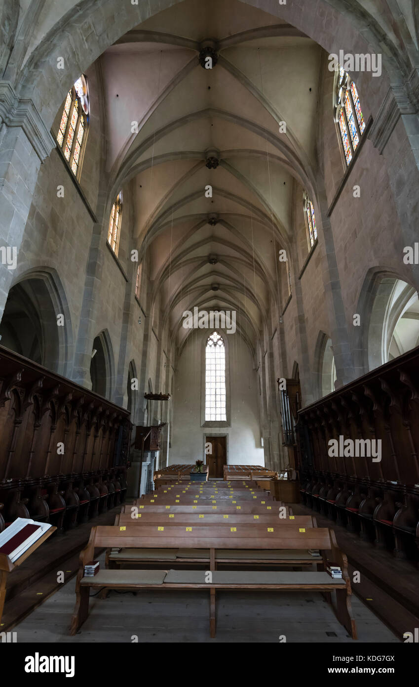 Kappel am Albis, Svizzera - 30 Settembre 2017: stile gotico a crociera di Kappel Abbey, un ex monaci cistercensi monastero situato a Kappel am Albis Foto Stock