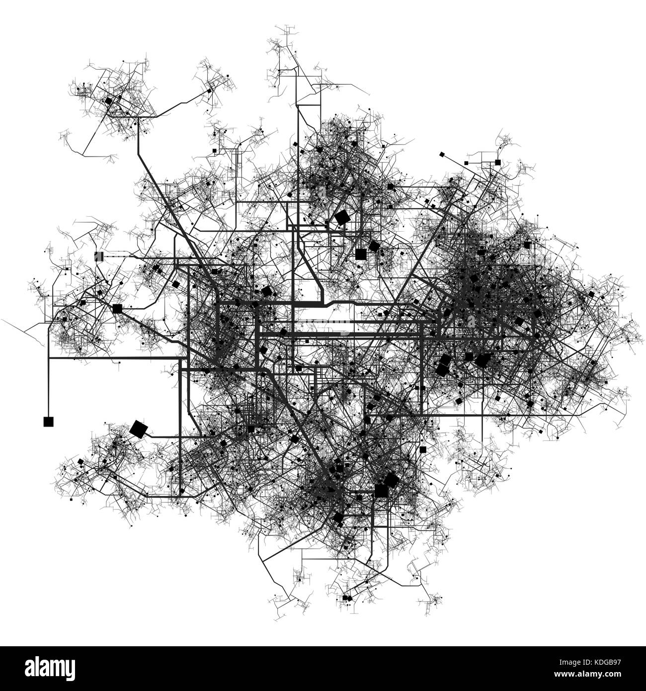 Il sistema di trasporto di una città in crescita e in espansione Foto Stock