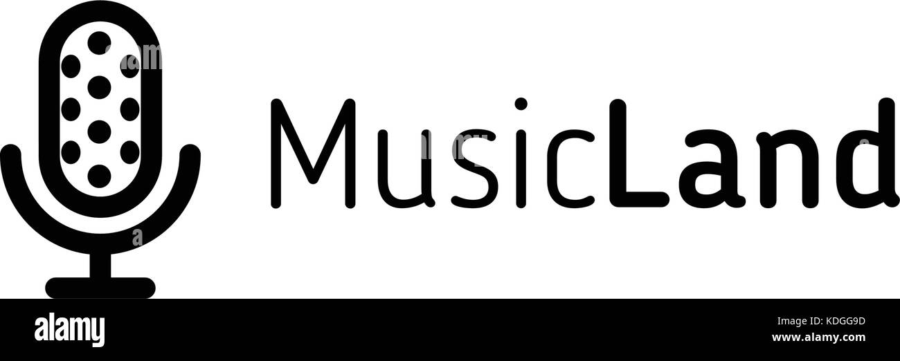 Vettore isolato microfono lineare logo per il festival di musica o la stazione radio, karaoke bar o sound studio. logotipo semplice modello. Illustrazione Vettoriale