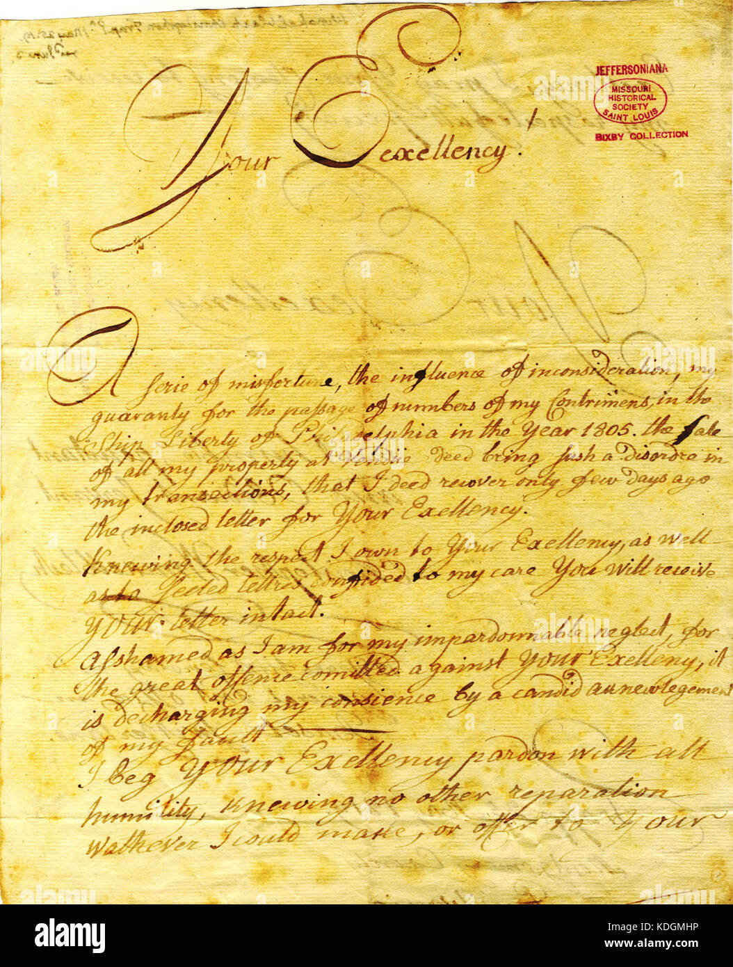 Lettera firmata Christopher Winckelblech, Trapp, Montgomery County, Pennsylvania, di Thomas Jefferson, 25 maggio 1819 Foto Stock
