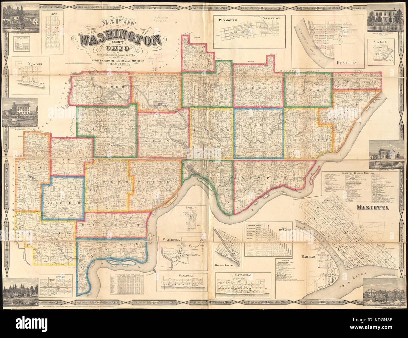 Mappa di Washington County, Ohio (14775556098) Foto Stock