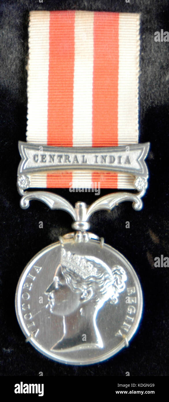 Ammutinamento indiano medaglia con India Centrale chiusura appartenenti al generale De Salis Foto Stock