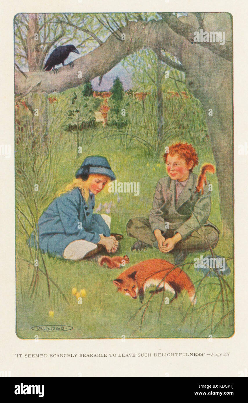 Il frontespizio dell'edizione 1911 di 'Secret Garden' di Houghton AC85 B9345 presenta elementi artistici di design che riflettono lo stile estetico e letterario del periodo. Foto Stock