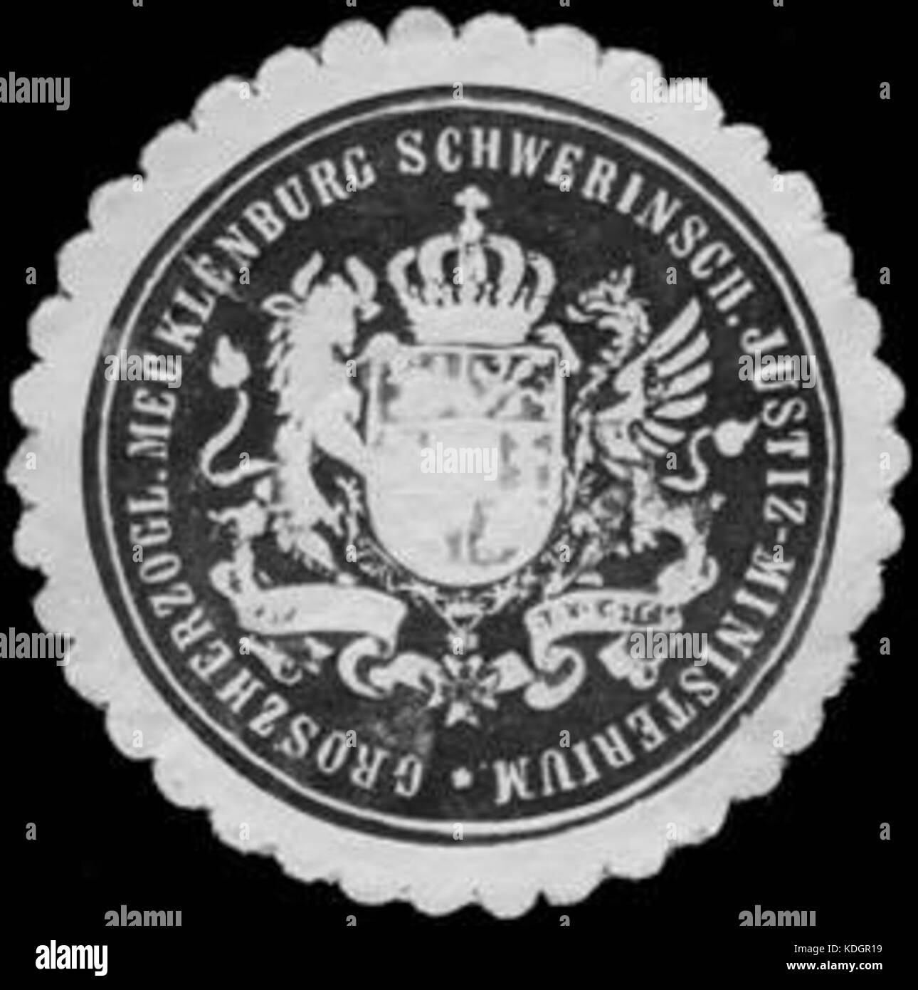 Siegelmarke Groszherzoglich Mecklenburg Schwerinscher Justiz Ministerium W0205370 Foto Stock